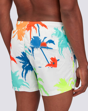 TRAJE DE BAÑO CORTO CON CINTURA ELÁSTICA Y ESTAMPADO MULTIPALM DE POLIÉSTER RECICLADO