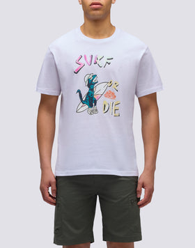 T-SHIRT CON STAMPA D'ARCHIVIO SURF OR DIE