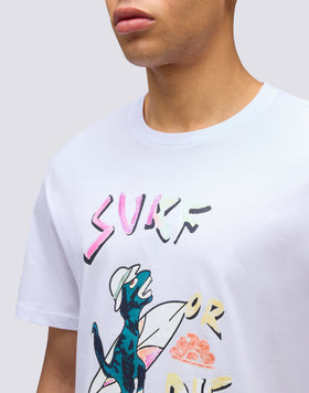 T-SHIRT CON STAMPA D'ARCHIVIO SURF OR DIE
