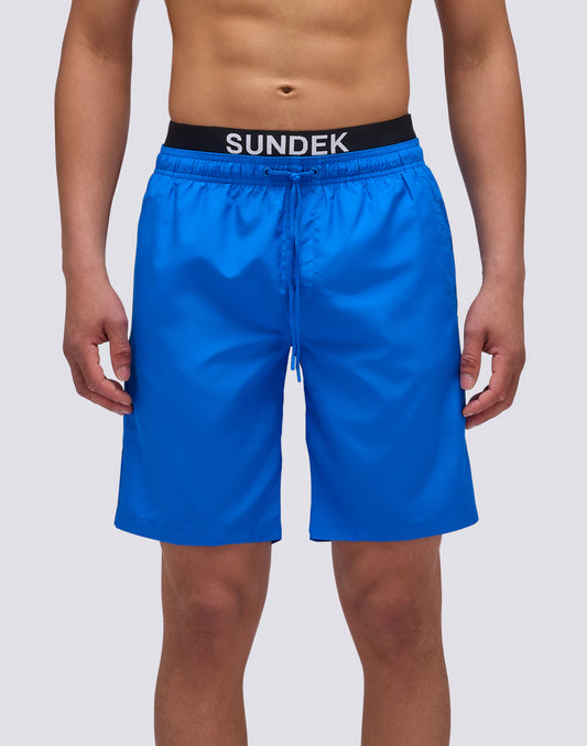 LONG ELASTICATED WAIST SWIMSUIT WITH LIGHT POLY LOGO ELASTIC