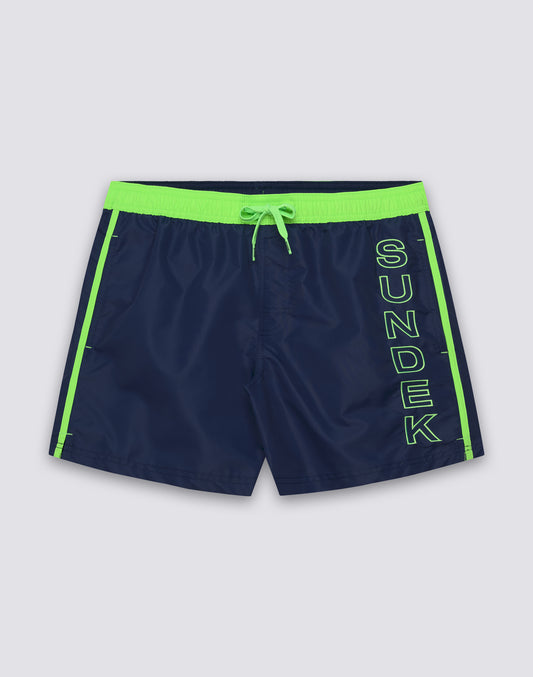 ICONIC TAFFETA SHORT SWIMSHORTS WITH ELASTIC WAIST AND CONTRAST PIPING