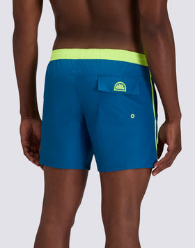 MAILLOT DE BAIN COURT À TAILLE ÉLASTIQUE ICONIC EN TAFFETAN AVEC PIPING CONTRASTÉ