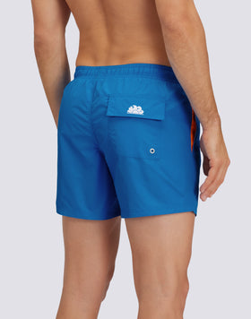 ICONIC TAFFETA ELASTICATED WAIST SHORT SWIMSHORTS WITH RAINBOW EMBROIDERY