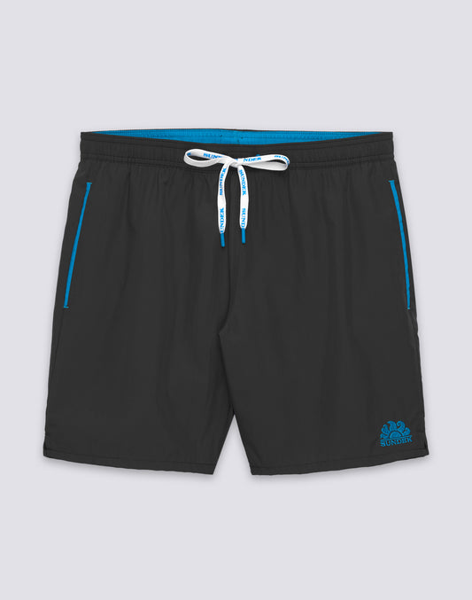 MAILLOT DE BAIN LONG À TAILLE ÉLASTIQUE AVEC Passepoil EN POLYESTER RECYCLÉ REPREVE®