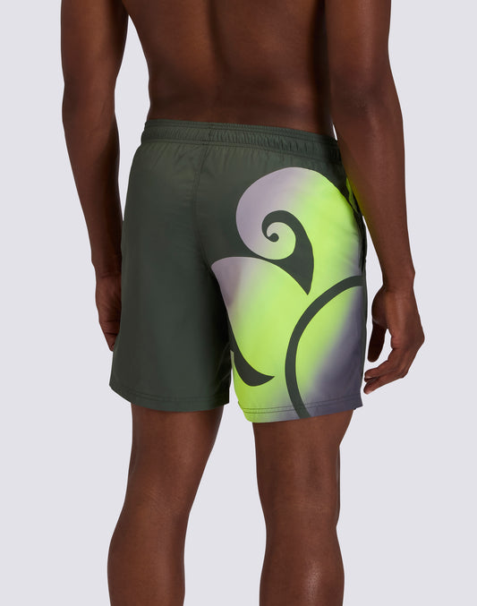 BAÑADOR DE LONGITUD MEDIA CON ESTAMPADO DE LOGOTIPO DIFUMINADO