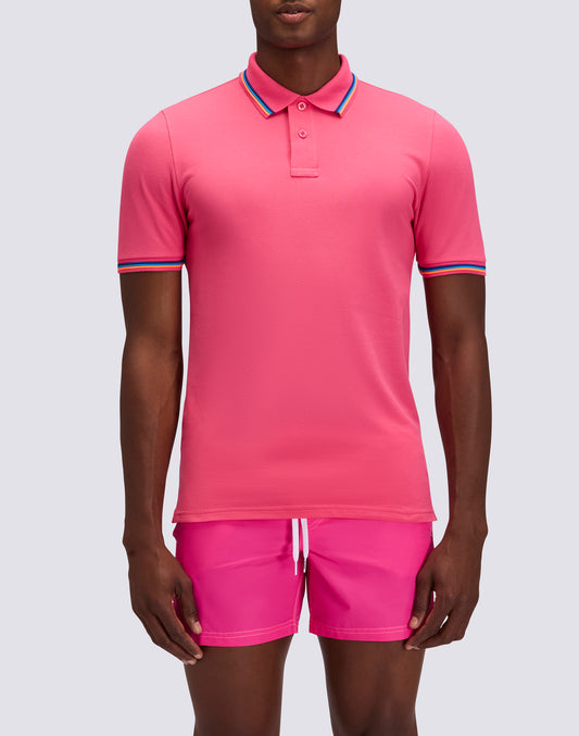 BRICE COTTON PIQUÉ POLO SHIRT WITH TRICOLOUR DETAILS