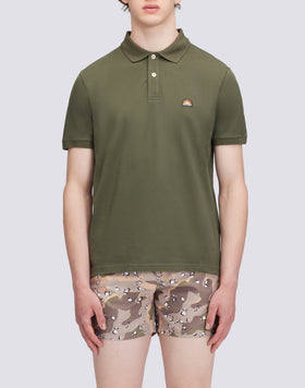 STRETCH PIQUET COTTON POLO SHIRT WITH RAINBOW PATCH