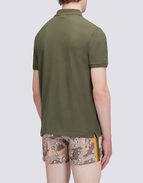 STRETCH PIQUET COTTON POLO SHIRT WITH RAINBOW PATCH