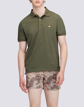 STRETCH PIQUET COTTON POLO SHIRT WITH RAINBOW PATCH