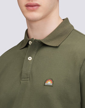 STRETCH PIQUET COTTON POLO SHIRT WITH RAINBOW PATCH