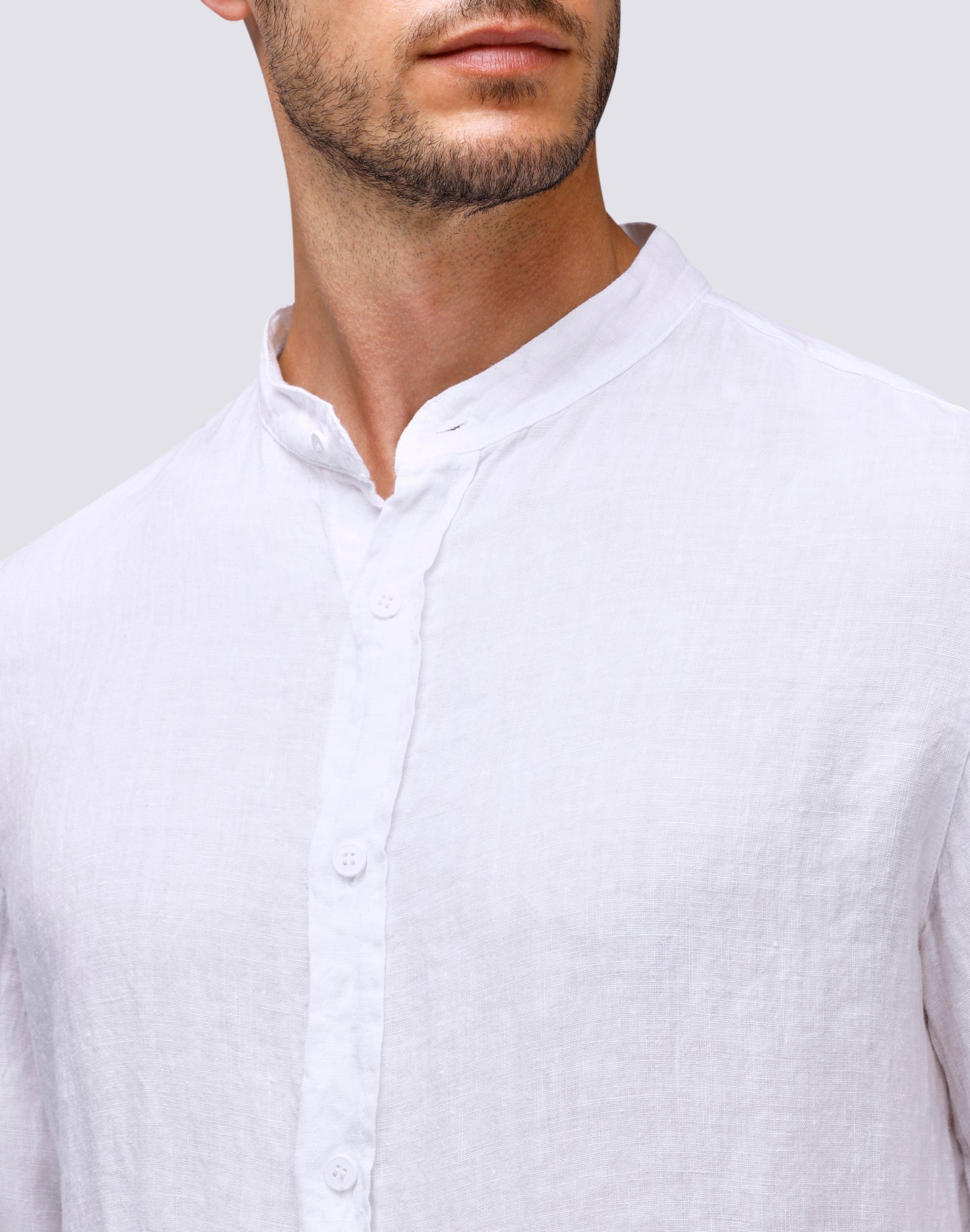 CAMICIA IN LINO CON COLLO ALLA COREANA