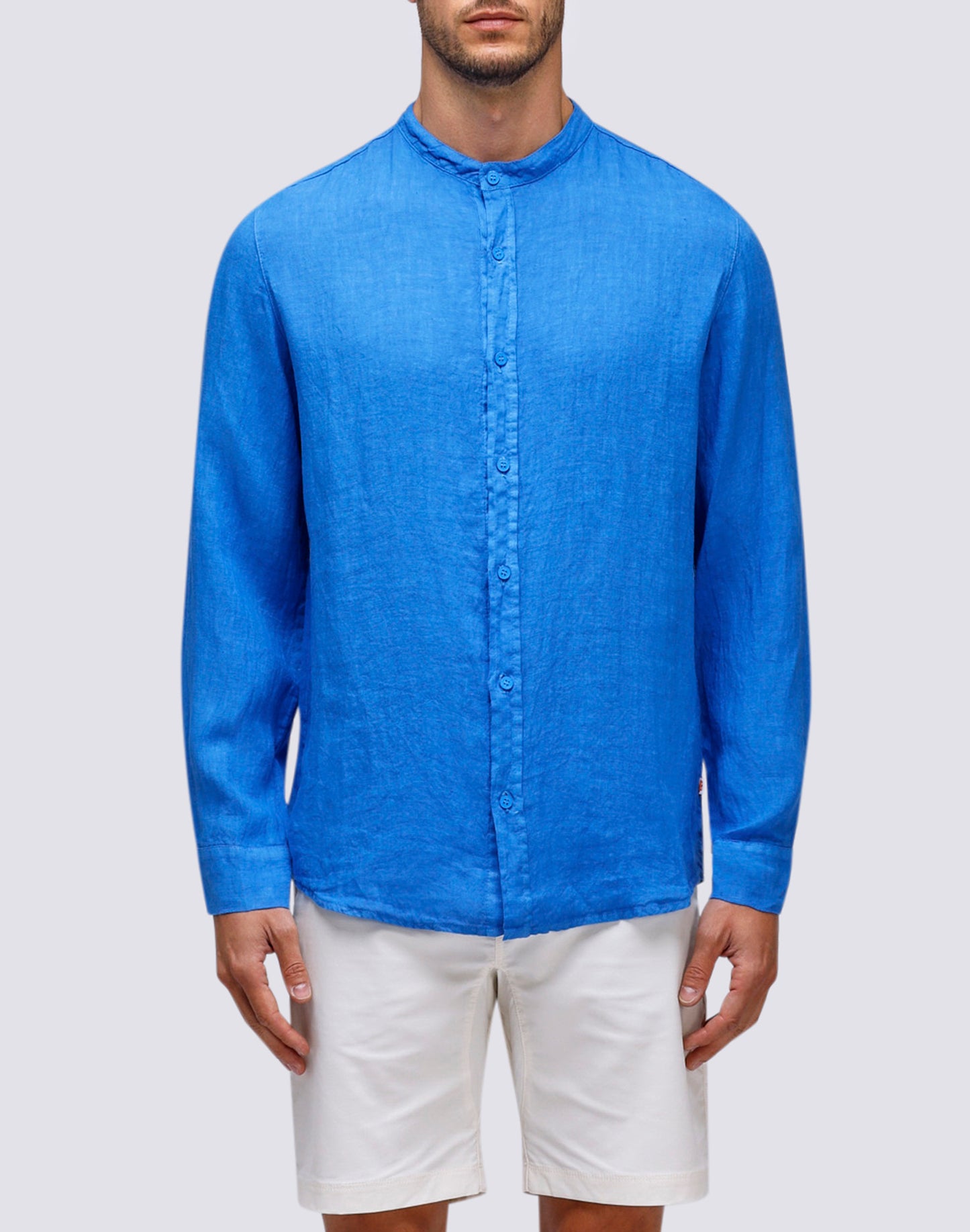 LINEN SHIRT WITH MANDAR COLLAR