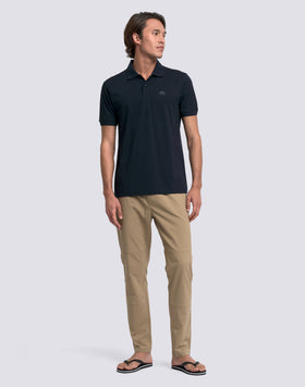 Polo de hombre de algodón piqué con cuello y puños a rayas