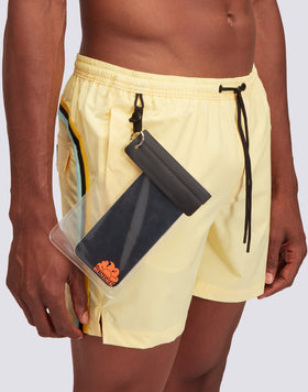 SWIM SHORTS WITH STRETCH FABRIC AND REMOVABLE POUCH