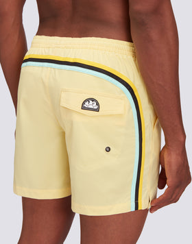 SWIM SHORTS WITH STRETCH FABRIC AND REMOVABLE POUCH