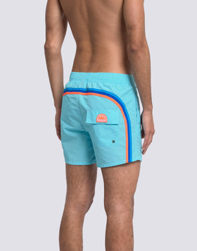 ICONIC TAFFETA MEN'S SHORT SWIMSHORTS WITH SEMI-ELASTIC WAIST