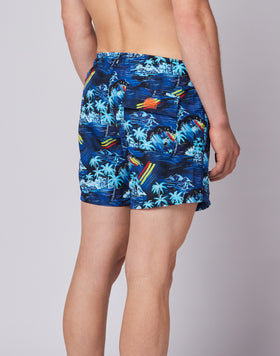 SHORT DE BAIN COURT TAILLE ÉLASTIQUE IMPRIMÉ ALOHA ÉTÉ