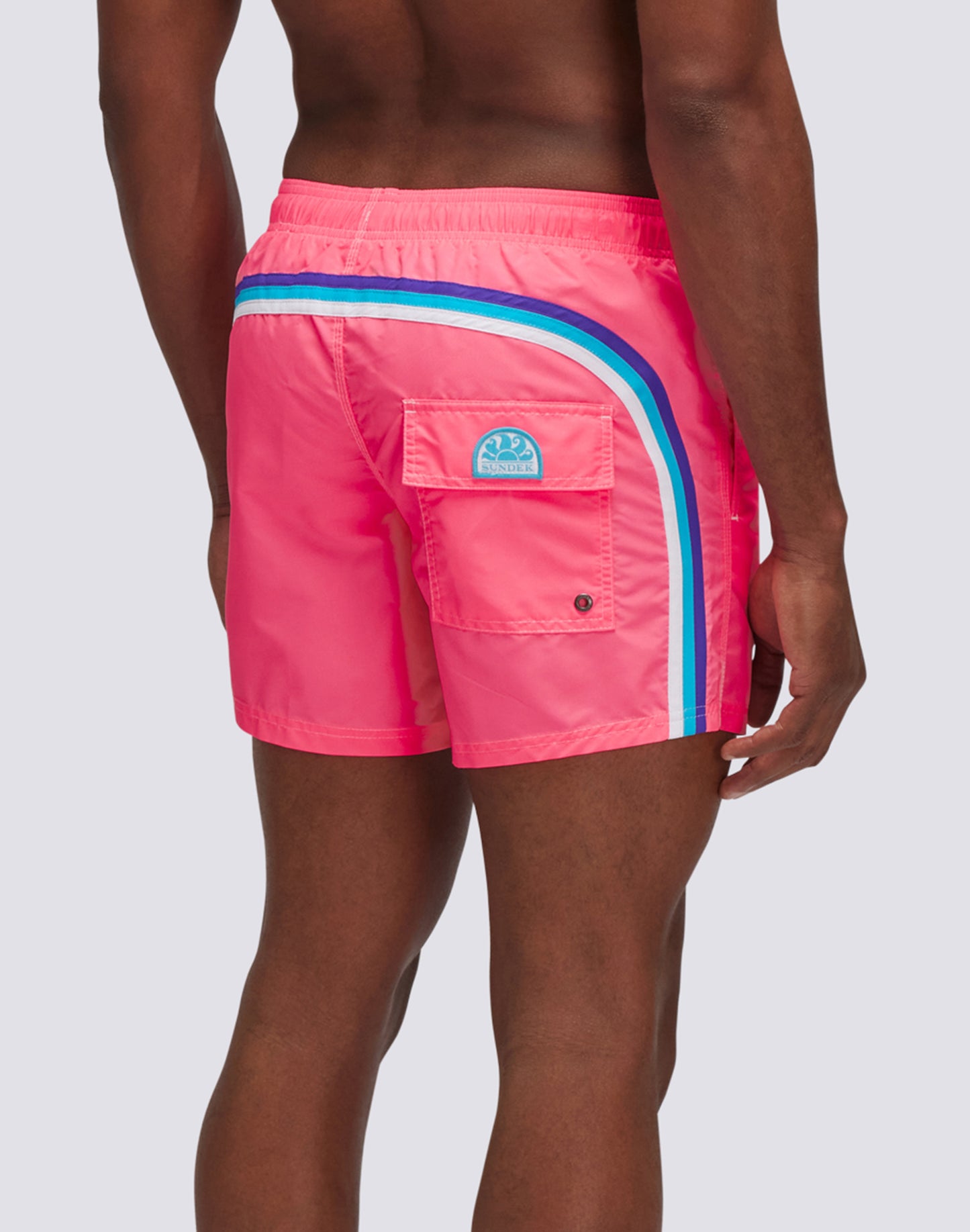 ICONIC TAFFETA STRETCH WAIST SHORT SWIM TRUNKS