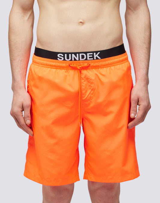 LONG ELASTICATED WAIST SWIMSHORTS WITH LIGHT POLY LOGO ELASTIC