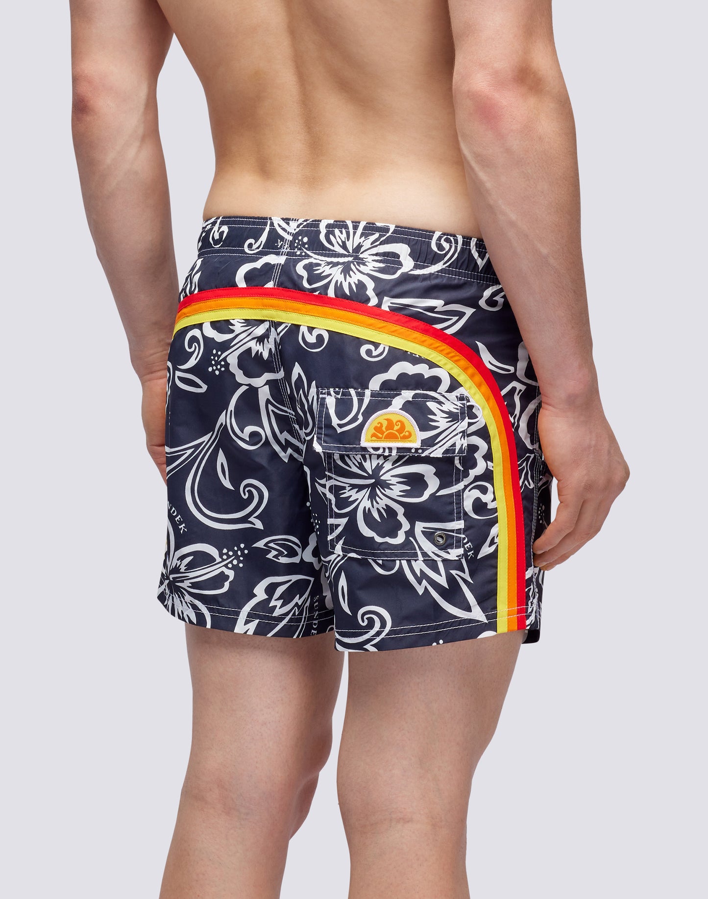 ARCHIVE HIBISCUS PRINTED SHORT SWIMSHORTS WITH ELASTIC WAIST