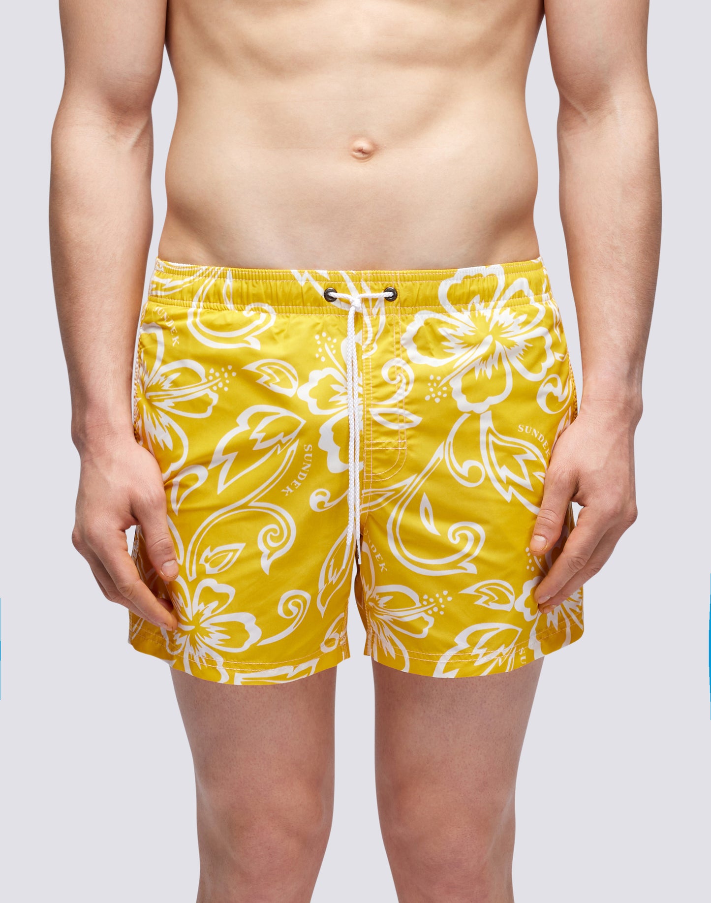 ARCHIVE HIBISCUS PRINTED SHORT SWIMSHORTS WITH ELASTIC WAIST