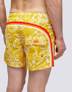 MAILLOT DE BAIN COURT IMPRIMÉ HIBISCUS ARCHIVE AVEC TAILLE ÉLASTIQUE