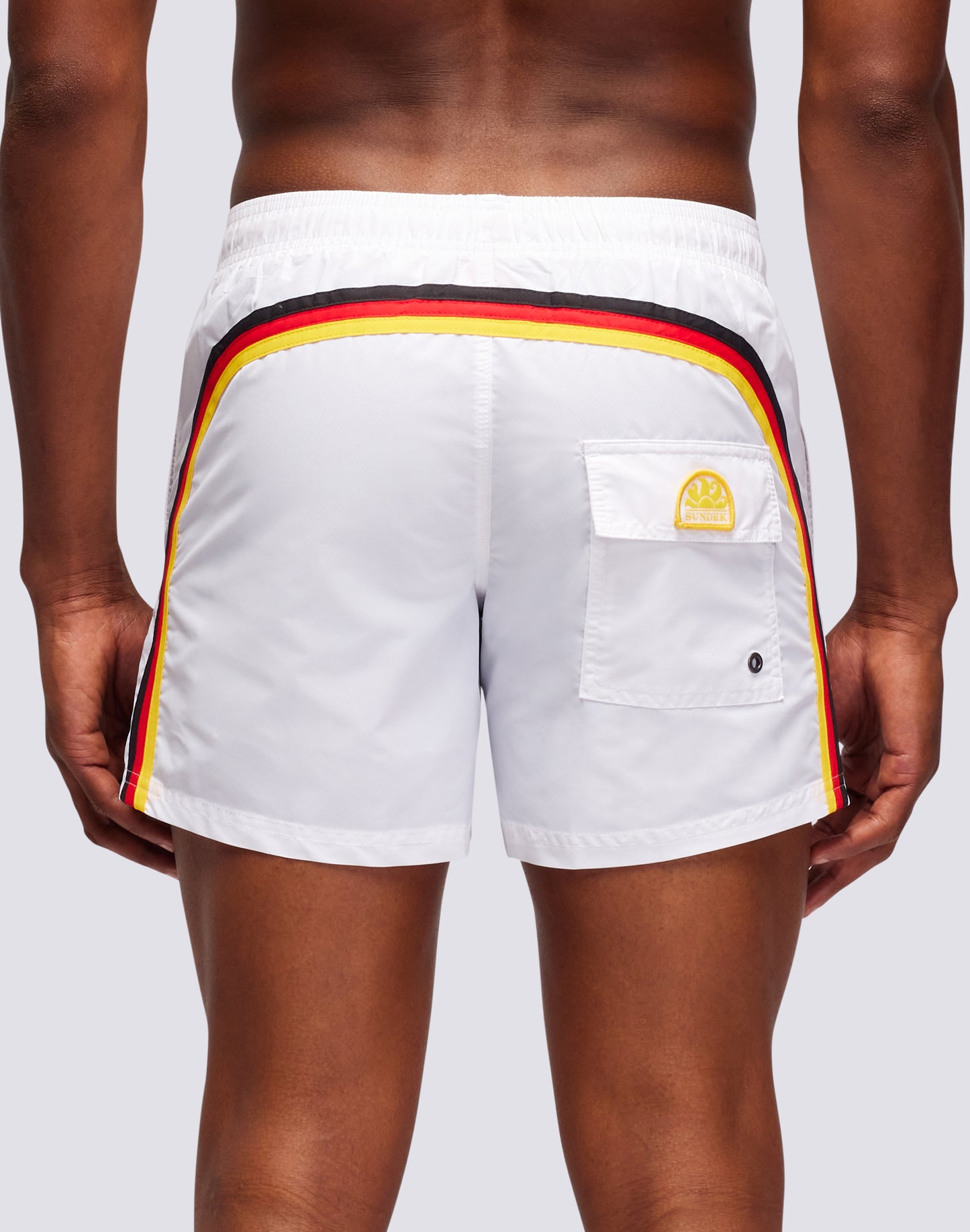 SHORT SWIM SHORTS WITH AN ELASTICATED WAISTBAND ICONIC TAFFETA GERMAN FLAG