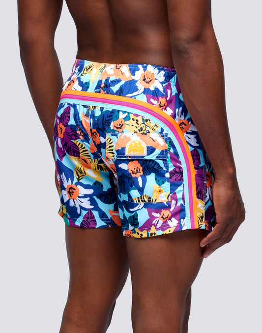 SHORT DE BAIN COURT À TAILLE ÉLASTIQUE AVEC IMPRIMÉ NABIS BLOOM REPREVE®