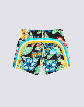 REPREVE® ELASTICATED WAIST SHORT SWIMSHORTS WITH ANIMAL FISH PRINT