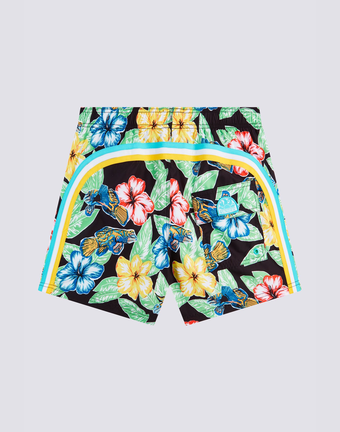 REPREVE® ELASTICATED WAIST SHORT SWIMSHORTS WITH ANIMAL FISH PRINT