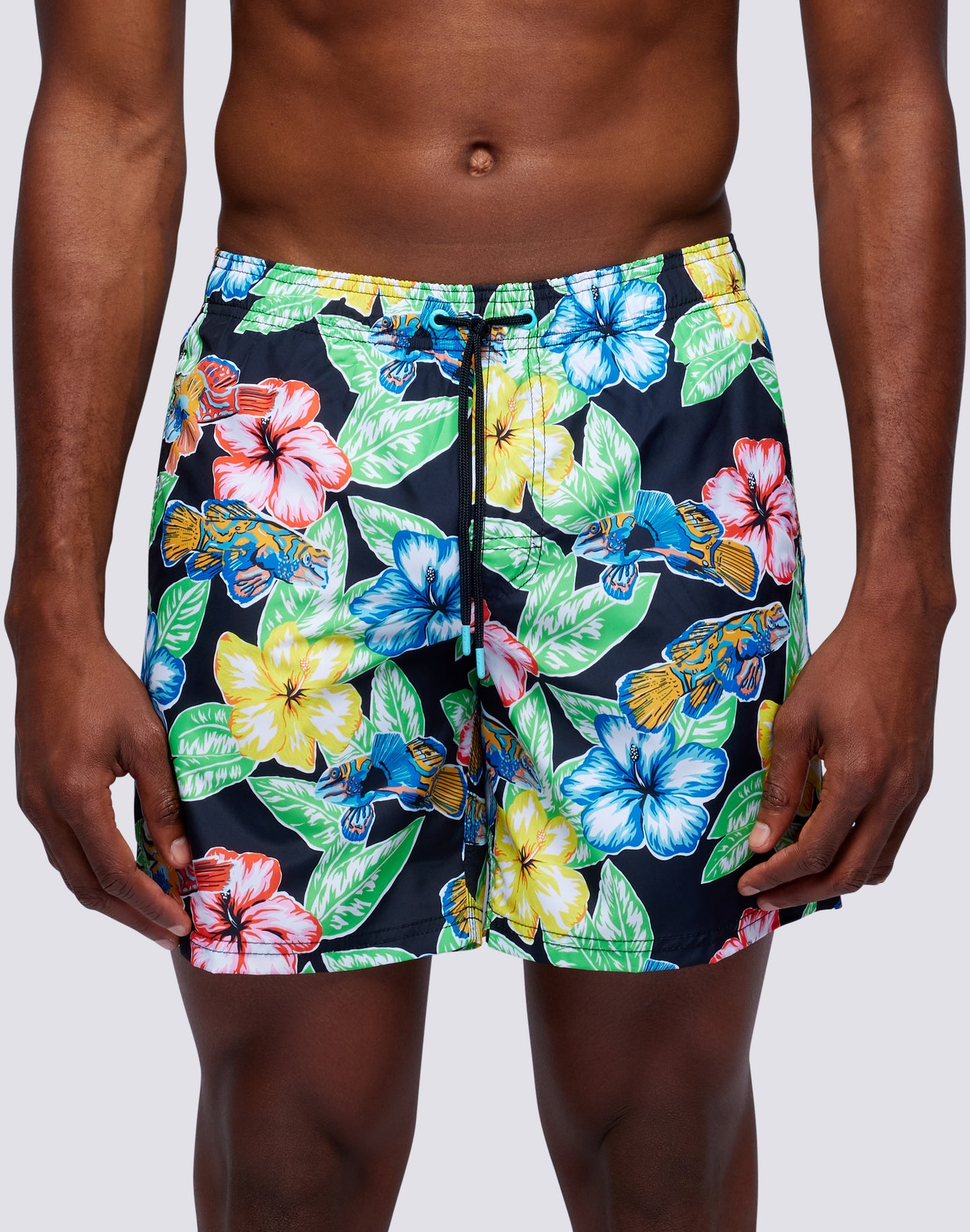 REPREVE® ELASTICATED WAIST MEDIUM SWIMSHORTS WITH ANIMAL FISH PRINT