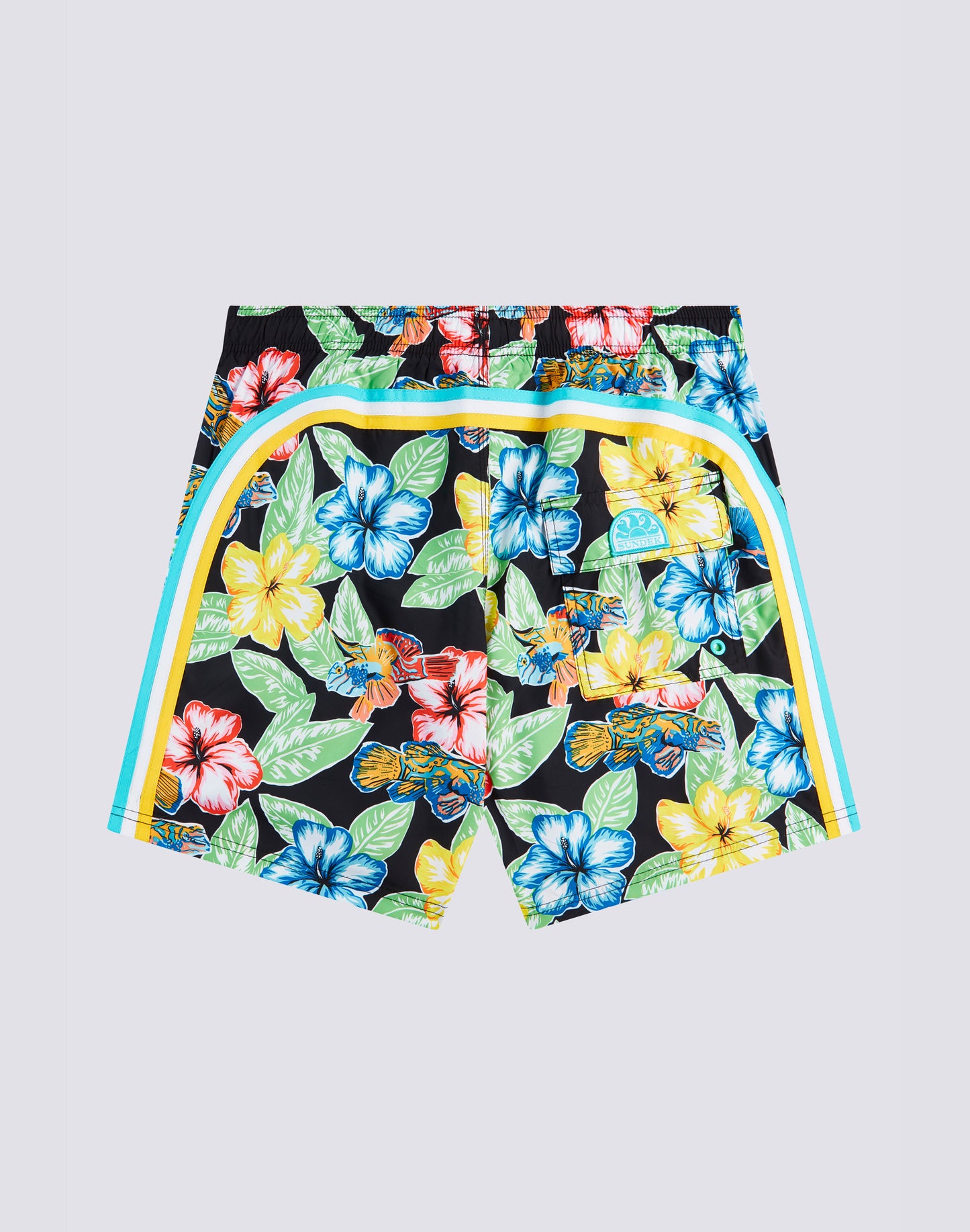 REPREVE® ELASTICATED WAIST MEDIUM SWIMSHORTS WITH ANIMAL FISH PRINT