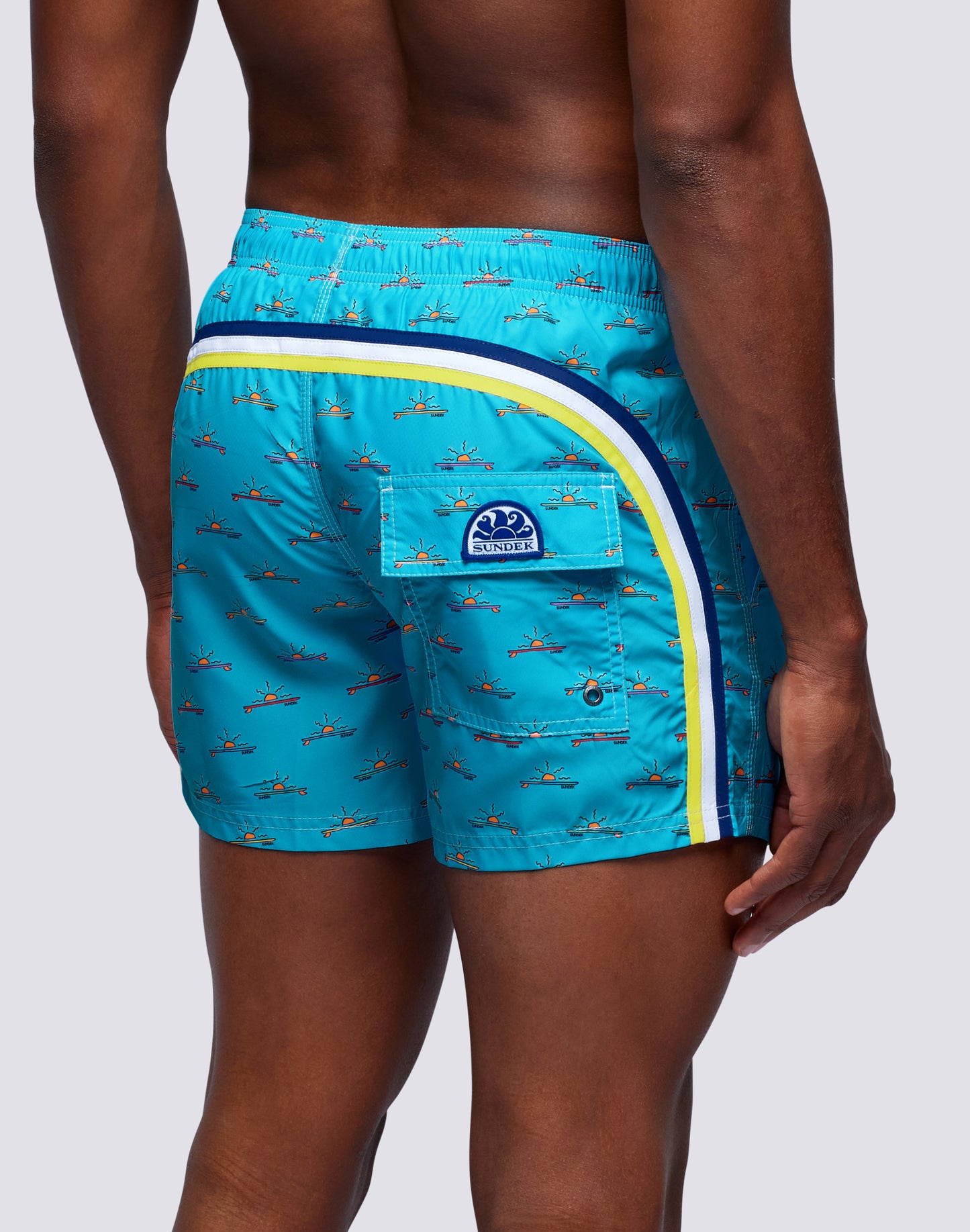 SUNBOARD REPREVE® MICROPRINT ELASTICATED WAIST SHORT SWIMSHORTS