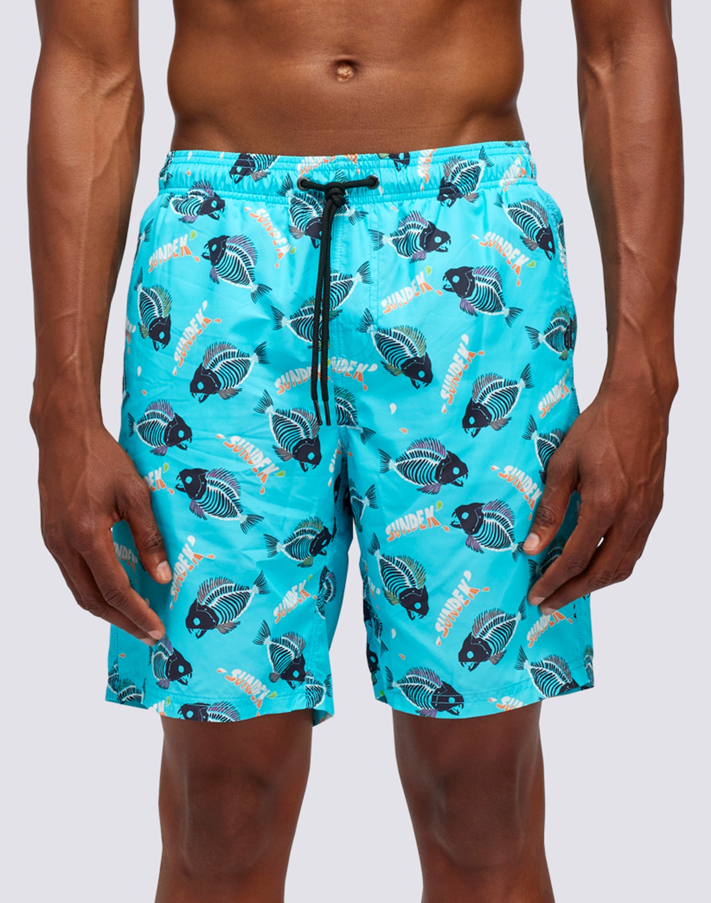 LONG ELASTIC WAIST SWIMSHORTS WITH SURFANHA PRINT