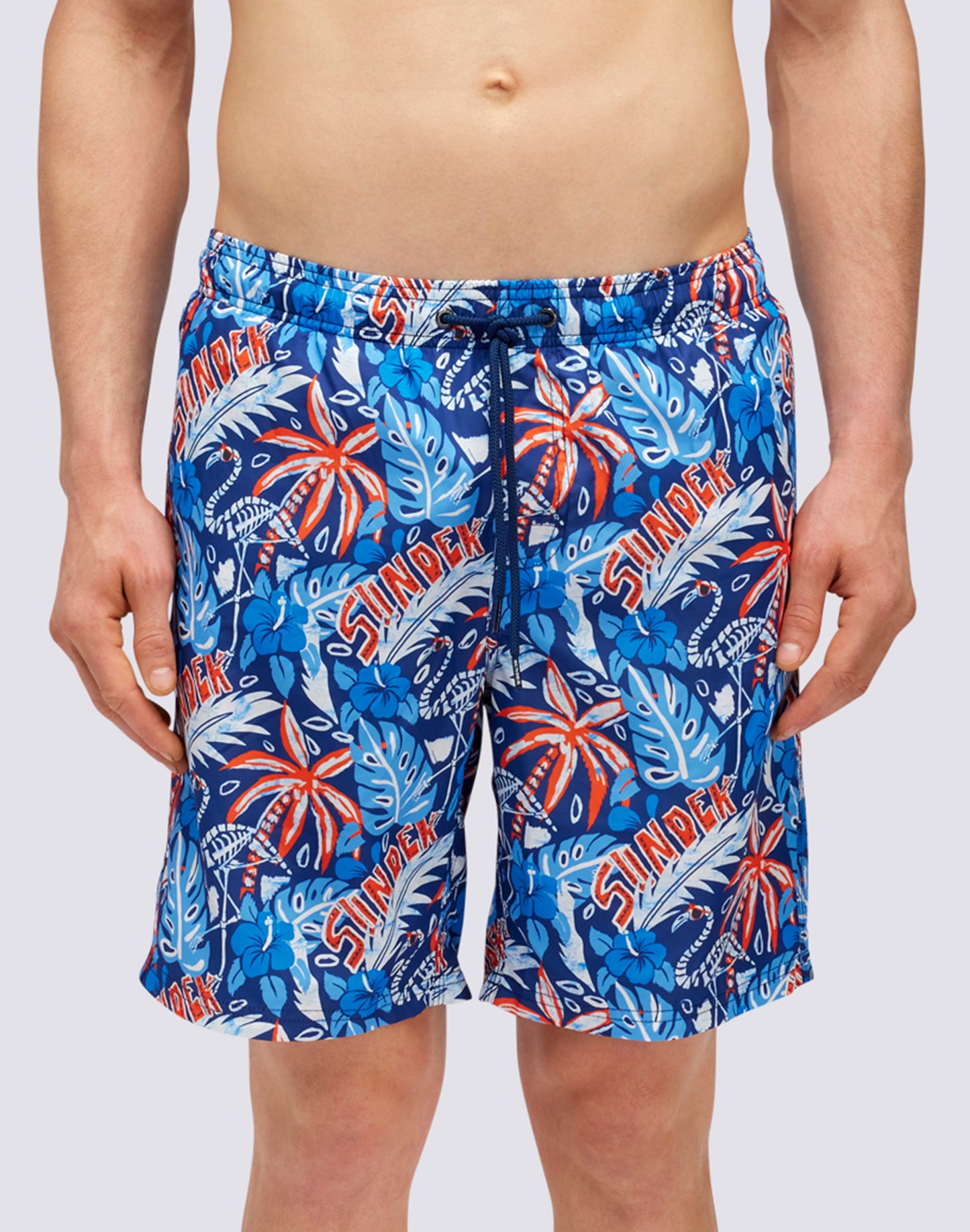 DEADINGO PRINT LONG ELASTIC WAIST SWIMSHORTS