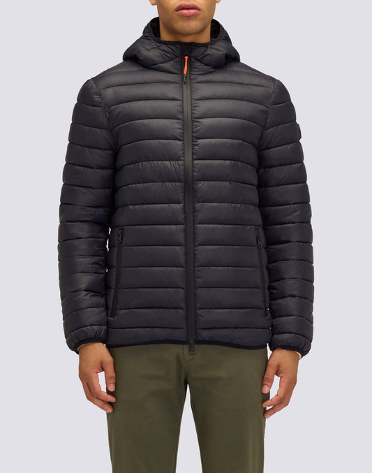 CHAQUETA CORTA DE PLUMÓN PARA HOMBRE 100 GRAMOS CON CAPUCHA