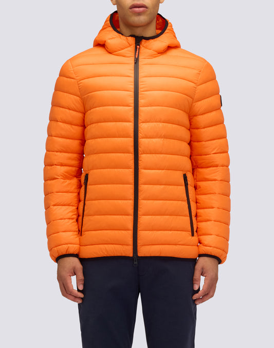 CHAQUETA CORTA DE PLUMÓN PARA HOMBRE 100 GRAMOS CON CAPUCHA