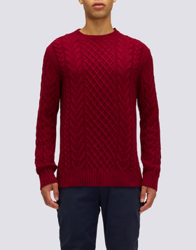 MAGLIONE UOMO GIROCOLLO CON TRECCE IN LANA MERINO E CACHEMIRE