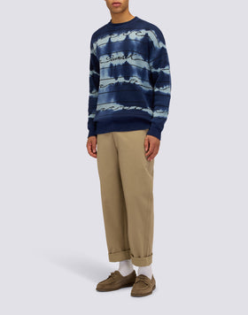 MAGLIONE UOMO A GIROCOLLO JACQUARD CON MOTIVO ONDA