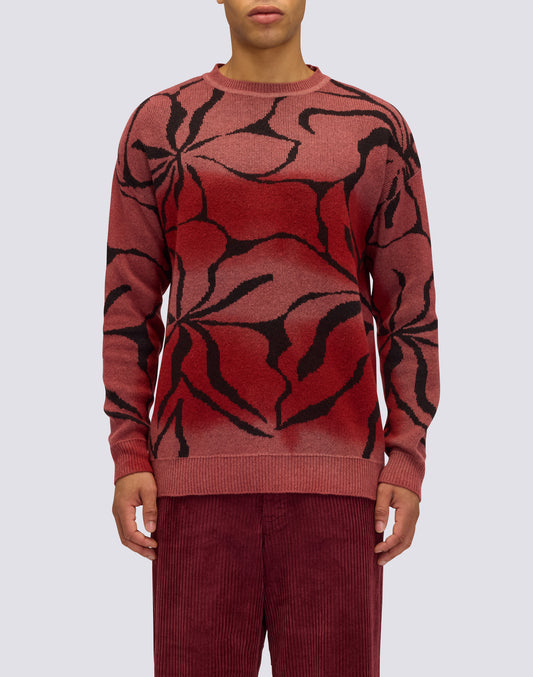 PULL JACQUARD À COL RAS DU COU POUR HOMME AVEC MOTIF HIBISCUS