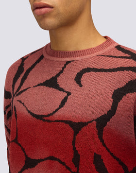MAGLIONE UOMO A GIROCOLLO JACQUARD MOTIVO HIBISCUS