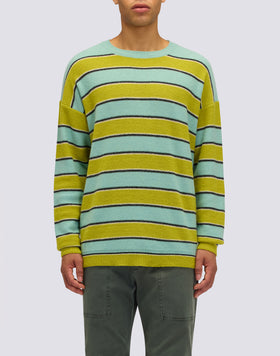 MEN'S CREW NECK SWEATER WITH MULTI-STRIPE PATTERN
