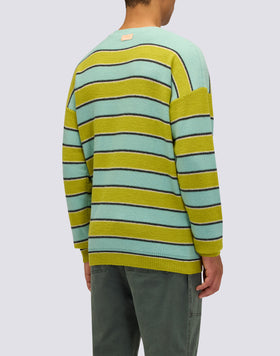 MEN'S CREW NECK SWEATER WITH MULTI-STRIPE PATTERN