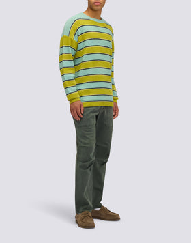 MEN'S CREW NECK SWEATER WITH MULTI-STRIPE PATTERN