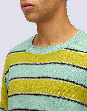 MEN'S CREW NECK SWEATER WITH MULTI-STRIPE PATTERN