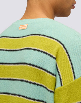 MEN'S CREW NECK SWEATER WITH MULTI-STRIPE PATTERN
