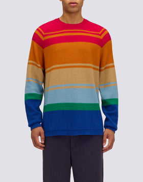 MEN'S MULTI-STRIPE CREW NECK SWEATER