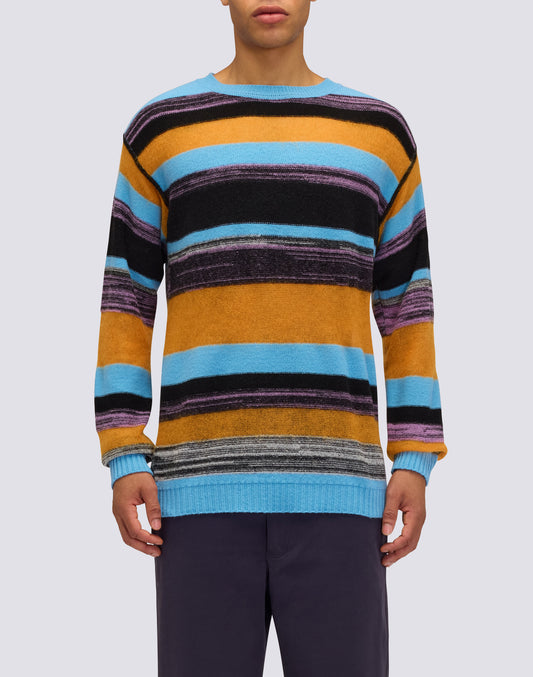 PULL COL ROND POUR HOMME À MOTIF MULTI-RAYURES