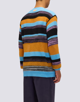MEN'S CREW NECK SWEATER WITH MULTI-STRIPE PATTERN