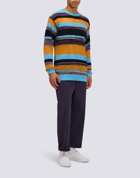 MEN'S CREW NECK SWEATER WITH MULTI-STRIPE PATTERN